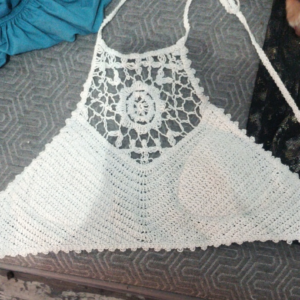 White Crochet Halter Top